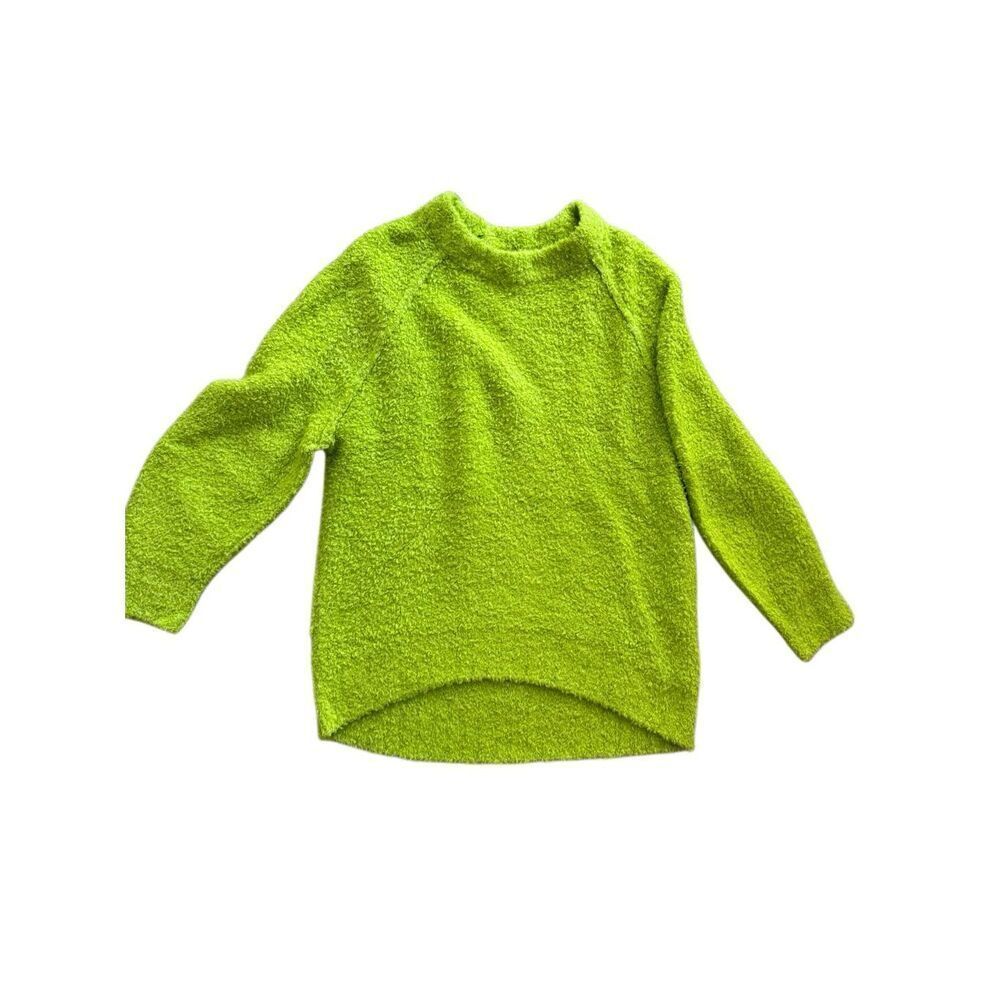 NWOT Free People Womens Green Boucle Knit Wool Blend Teddy Tunic Sweater Small